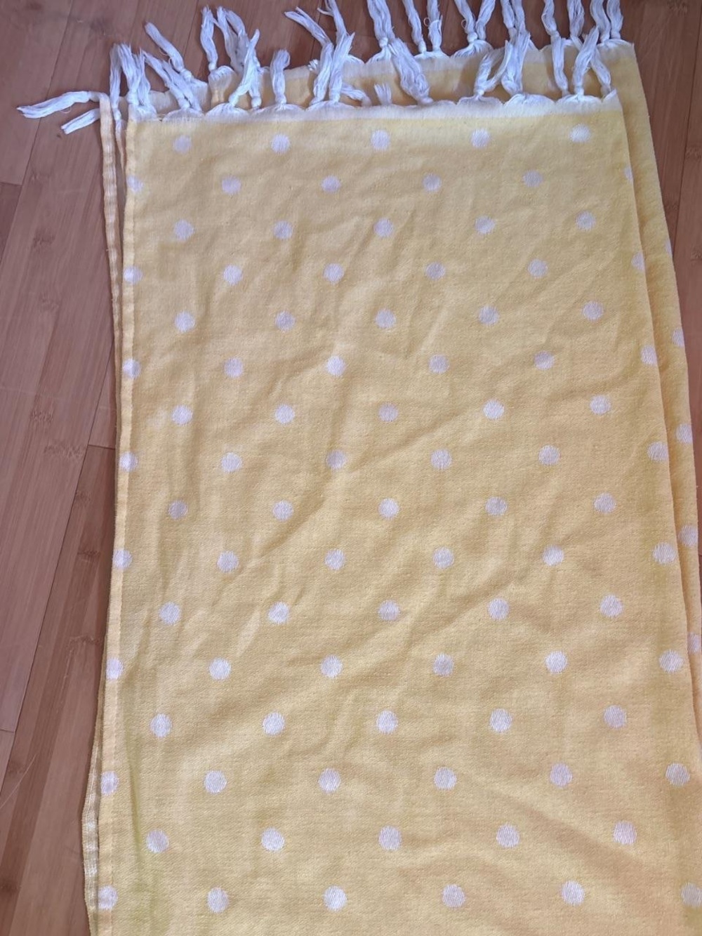 & Other Stories Yellow and White Polka Dot Fringe Throw